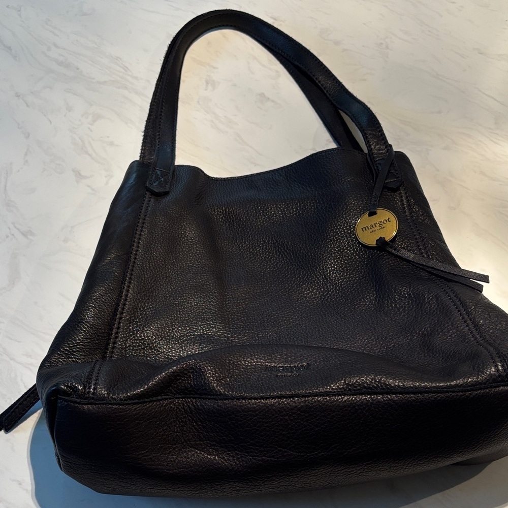 Margot Classic Black Leather Shoulder Bag